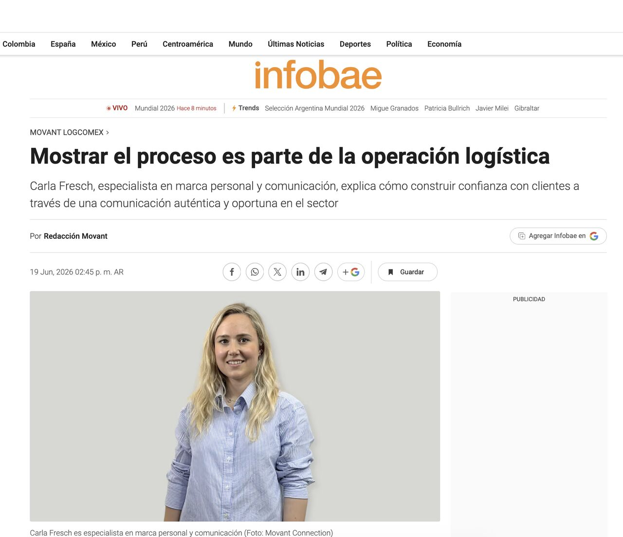 Carla Fresch Pons en Infobae
